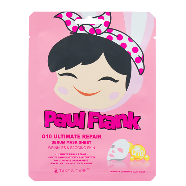 Paul Frank, TAKE & CARE,Paul Frank Q10 Ultimate Repair Serum Mask Sheet,แผ่นมาส์ก,พอล แฟรงก์ มาส์กหน้า,paul frank beauty,เทค แอนด์ แคร์